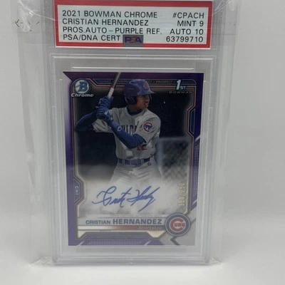 2021 Bowman Chrome Prospect Purple Refractor /250 Cristian Hernandez PSA 9 Auto - Image 1 of 2
