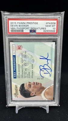 Devin Booker 2015-16 Panini Prestige NBA Passport Signatures Auto RC PSA 10 Foto 1 de 2