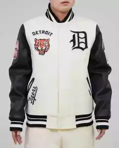 Pro Standard - Detroit Tigers Retro klassische Rippe Wolle Unijacke - Eierschale - Bild 1 von 4