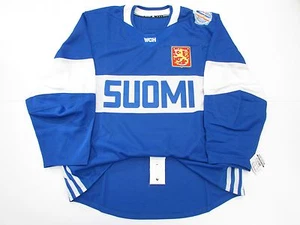 FINLAND AUTHENTIC BLUE 2016 WORLD CUP OF HOCKEY TEAM ISSUED ADIDAS JERSEY SZ 58 - Picture 1 of 9