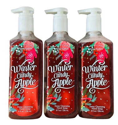 Paquete de 3 jabones de manos de limpieza profunda Bath & Body Works Winter Candy Apple 8 fl. oz Foto 1 de 3