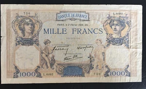 FRANCE 1939 CERES ET MERCURE 1000 FRANC NOTE  - Picture 1 of 2