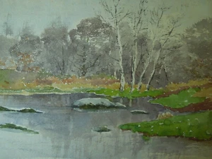 Aquarelle Bord d'Etang en forêt vers Fontainebleau CO 21 - Picture 1 of 3