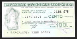 World Paper Money - Italy Banca Provinciale Lombarda 100 Lire 1976 VALE  @ VF - Picture 1 of 2
