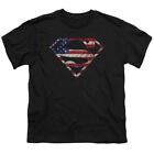 Superman Super Patriot Dziecięcy Młodzieżowy T-shirt Licencjonowany Clark Kent DC Komiks Koszulka Czarna