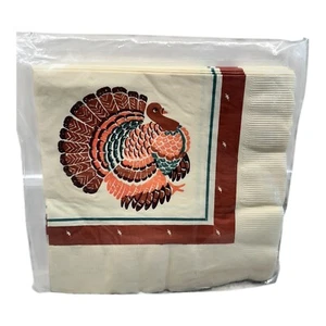 Vtg American greetings Thanksgiving Dinner NAPKINS 16 ct 3-Ply 16"x16" Turkey - Picture 1 of 2