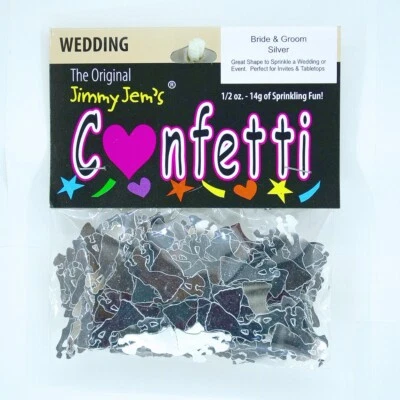 Confeti Novia y Novio Plata - 2 Piezas o 1/2 lb - ENVÍO GRATUITO (9921) Foto 1 de 4
