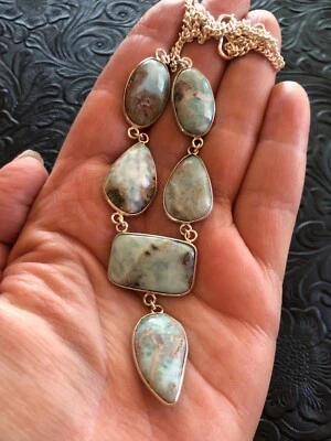 Collar Colgante Tótem Larimar Azul Cielo Nautral 18" Antiguo Suroeste Foto 1 de 4