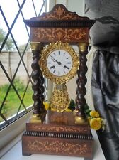 SUPERB FRENCH ANTIQUE INLAID ROSEWOOD BELL STRIKING PORTICO CLOCK c1860 GWO