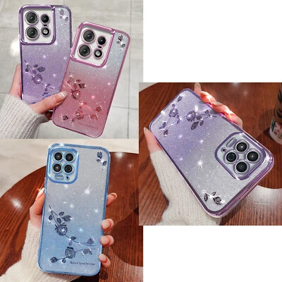 Custodia telefono per Motorola G72 G14 G54 G41 G34 E13 fiori sfumati