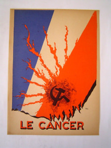 PLANCHE ancienne 1934 : LE CANCER - COMMUNISME / PAUL IRIBE
