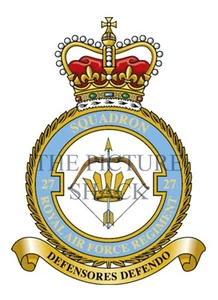 27 SQUADRON RAF REGT CREST ON A METAL SIGN 5 x 7 INCHES. FITS STANDARD FRAME. - Picture 1 of 1