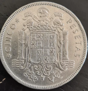 SPAIN COINS - 1949 - FIVE PESETAS -GENERALISSIMO FRANCO - FREE US SHIPPING - Picture 1 of 2