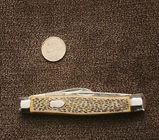 New Old Stock Cream White etched dark marks Pocket Knife 3 Folding Blades #8