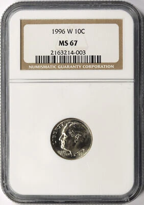 1996-W 10c Roosevelt Dime NGC MS67 - Image 1 of 4