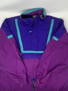 Vintage Women's LL Bean Purple Color Block Pullover Windbreaker Jacket (M) - Picture 1 of 7