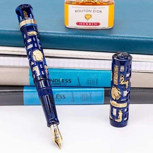 Visconti Forbidden City Blue Vermeil Fountain Pen - Picture 1 of 14