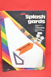 Vintage Powerflow Splash Mud Guards Flaps WHITE Pair NOS Retro Guard w/ Clips - Picture 1 of 5