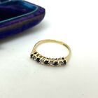 9ct Gold Sapphire CZ Ring Size L 9k Yellow Gold Hallmarked Vintage Band Ring