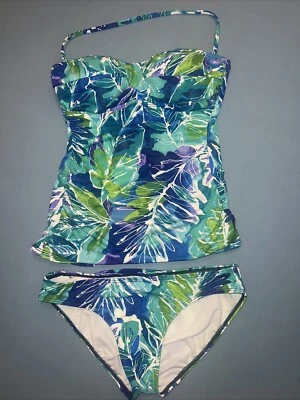 New Lauren Ralph Lauren Women’s Halter Swim Bikini Tropical Blue 4/S Tankini - Изображение 1 из 4