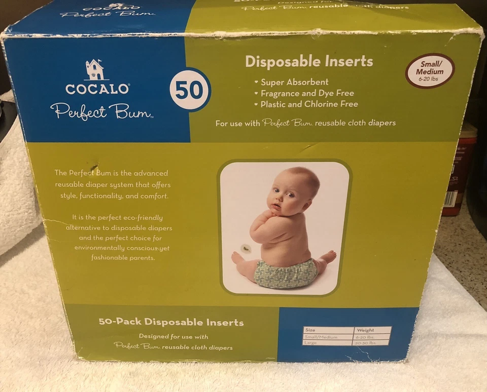 1COCALO PERFECT BUM 50 Insertos Desechables PAÑALES Bebé Medianos 6-20 Lbs Regalo Gratis Foto 1 de 4