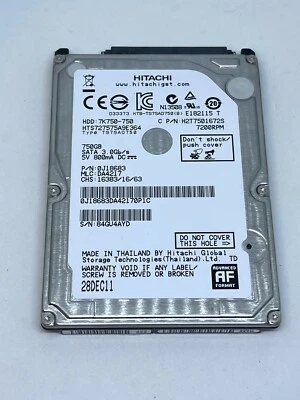 HITACHI 750GB HDD 2.5" 7200RPM SATA 3Gb/s 16MB Cache 7K750-750 #AYD - Image 1 of 4