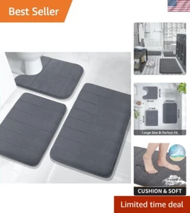 Luxury 3 Piece Soft Memory Foam Bathroom Rug Set – Non-Slip, Machine Washable - Picture 1 of 9