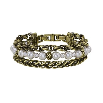 Konplott: Armband La Cometesse, dreireihiges Armband mit Perlen und Metall - Bild 1 von 2