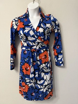 Vestido Diane Von Furstenberg talla 8 True Wrap manga larga cuello floral genial Foto 1 de 4