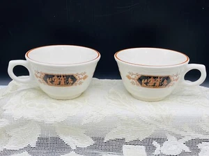 2 Vintage 1974 Syracuse China Restaurant Ware Coffee Cups Grecian Pattern - Picture 1 of 6
