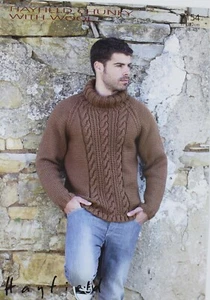 Knitting Pattern Hayfield 7154 Chunky Men's Raglan Roll Neck Size 38-48" - Picture 1 of 2