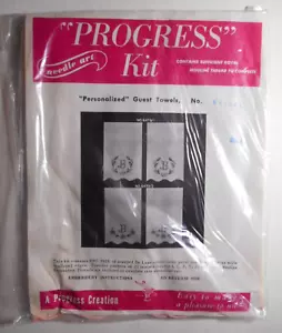 Stamped Cross Stitch Embroidery Kit 2 Personalized Monogram Guest Towels PINK - Picture 1 of 5