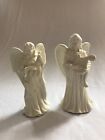 Lot Of 2 Partylite Lyrical Angel Playing Mandolin And Harp Candlestick Holders