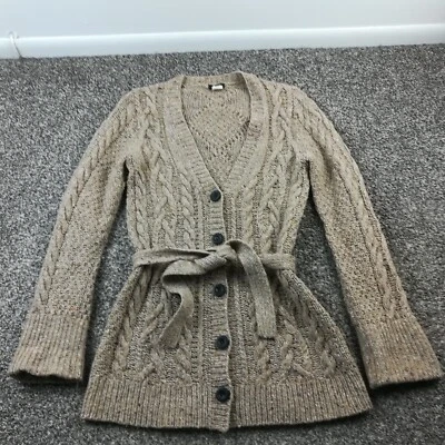Suéter Vintage J Crew Mujer Grande Lana Cachemira Cárdigan Cable Tejido Cinturón Y2K Foto 1 de 4