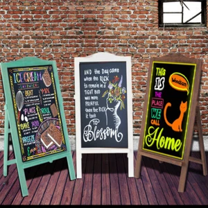 Large Wooden Blackboard Chalkboard Vintage Children's Educational Fold Up Easel - Picture 1 of 19