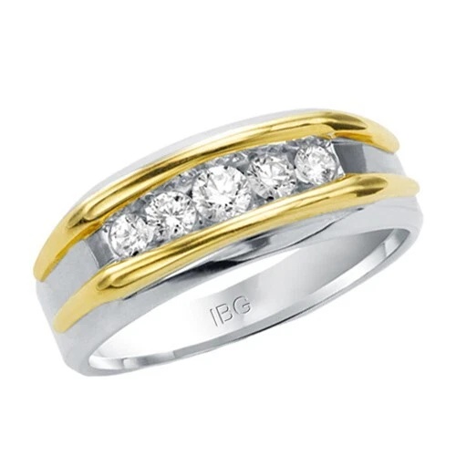 10kt Two-Tone Gold 1/2 ct tw Diamond Men's Wedding Band - Image 1 of 1