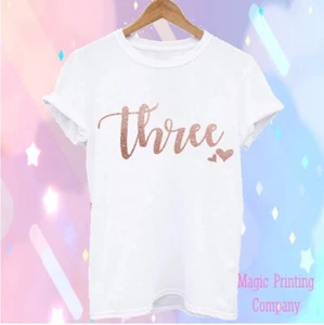 Girls ROSE GOLD Birthday T-SHIRT 2nd 3rd 4th 5th 6th 7th 8th 9th 10th Top Outfit - Picture 1 of 4