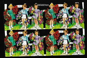 # GLANZBILDER # MLP 877, Kinder mit Blumen, Klassiker , seltener alter Bogen 1A - Bild 1 von 2