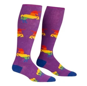 Sock It To Me Pride Rainbow Unicorn Knee-High Socks Purple - Picture 1 of 1