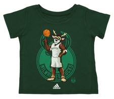 Adidas NBA Toddlers Milwaukee Bucks Tonal Mascot Short Sleeve Tee, Green