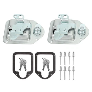 4-3/8"x 3-1/4" 2X Trailer Paddle Door Latch Handle Truck Tool Box Lock Steel Key - Picture 1 of 12