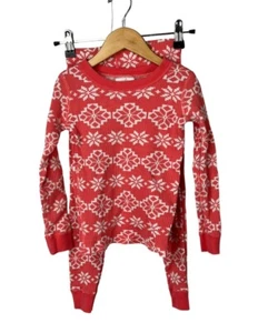 hanna andersson boys girls size 110, Sz 5 holiday red, white pajamas Snow Flake - Picture 1 of 8