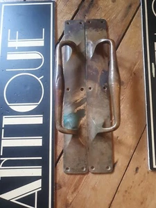 Large antique vintage old art deco Door school shop Handles Pulls 15 inch - Picture 1 of 11