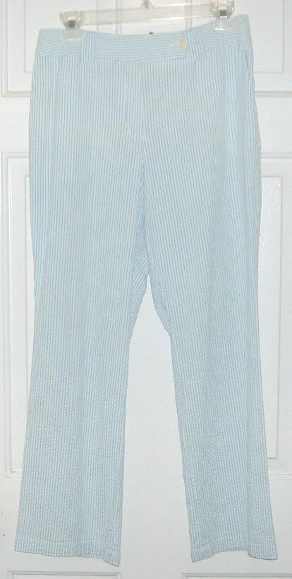 PANTALONES SEERSUCKER A RAYAS AZULES de Madison Studio (algodón/spandex) talla 6 Foto 1 de 1