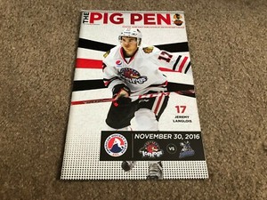 NOV 30 2016 ROCKFORD ICEHOGS hockey program - JEREMY LANGLOIS - AUTOGRAPHED