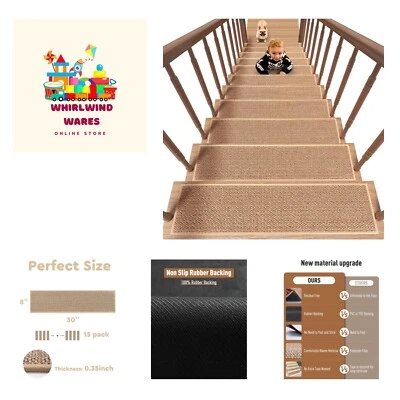 Escaleras antideslizantes, respaldo de goma para peldaños de madera, 15 piezas Res... Foto 1 de 4