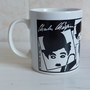 Vintage Kilncraft Charlie Chaplin Mug Ceramic White Black 1990 #2 Movie Artist - Picture 1 of 13