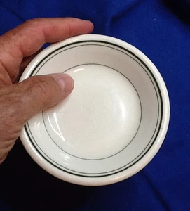 VINTAGE REST WARE DIPPING BERRY BOWL BY IMPERIAL WHITE W/ GREEN LINES 030424C - Picture 1 of 4