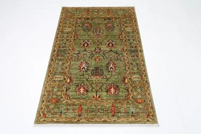 3 x 5 ft  Chobi Green Area Rug Afghan Traditional Hand Knotted Wool oriental Rug - Image 1 of 4