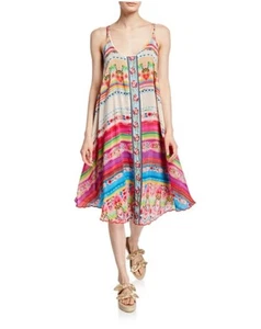 JOHNNY WAS Taleah Printed Scoop-neck Sleeveless knee length dress $320 NWT Sz M - Picture 1 of 7